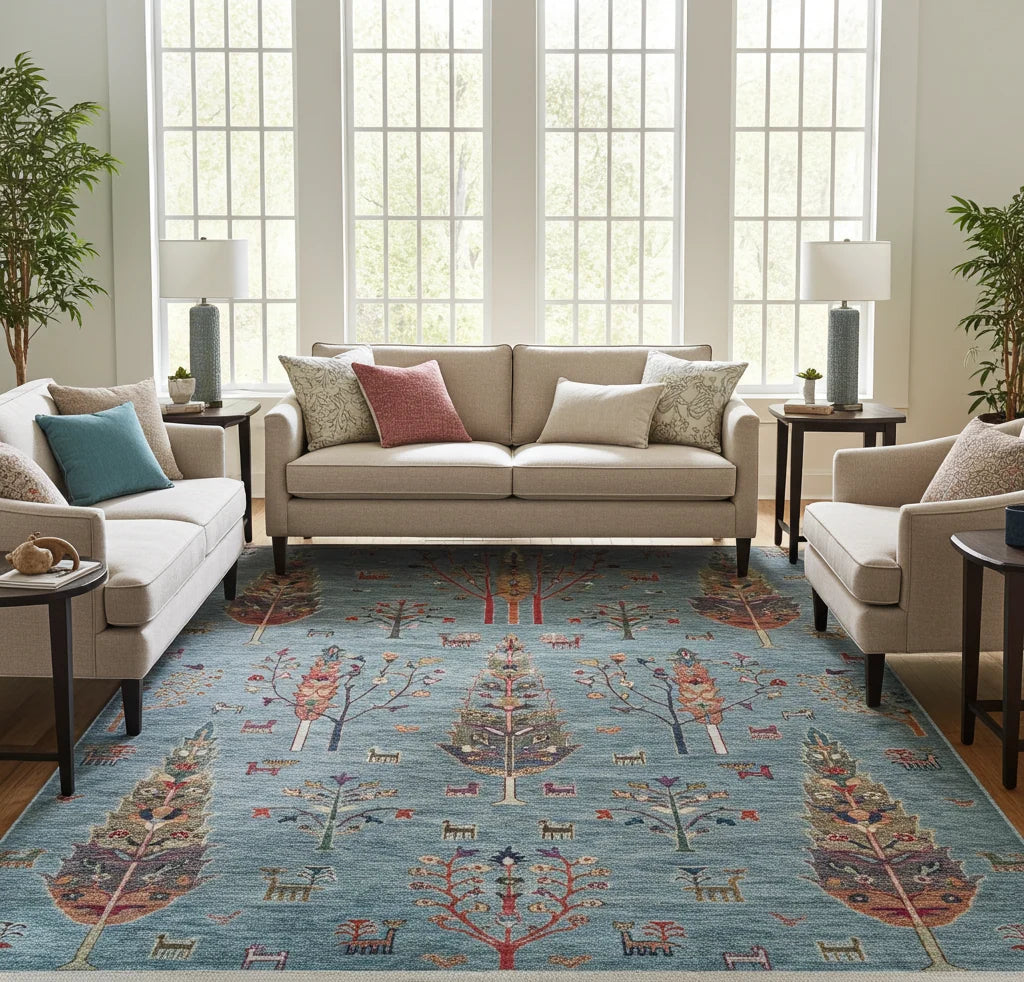AFGHAN CHOBI Blue Rug (160 x 230)