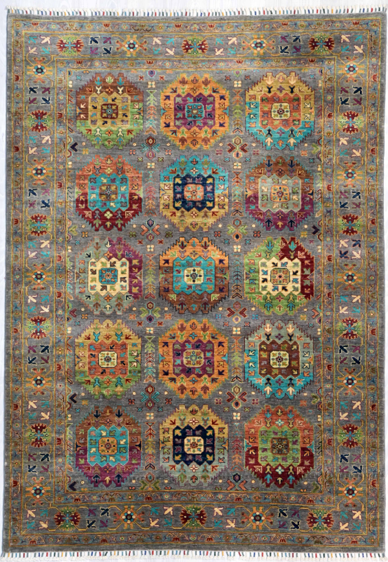FINE WOOL GEOMETRIC CHOBI RUG (170 X 234)