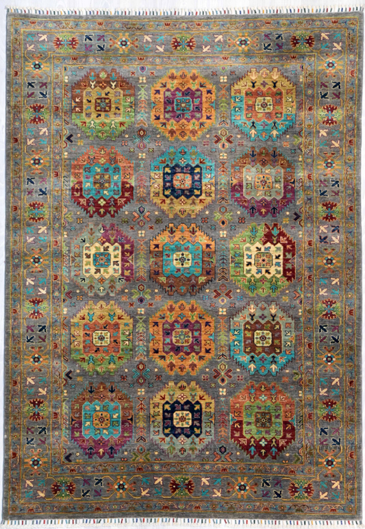 FINE WOOL GEOMETRIC CHOBI RUG (170 X 234)