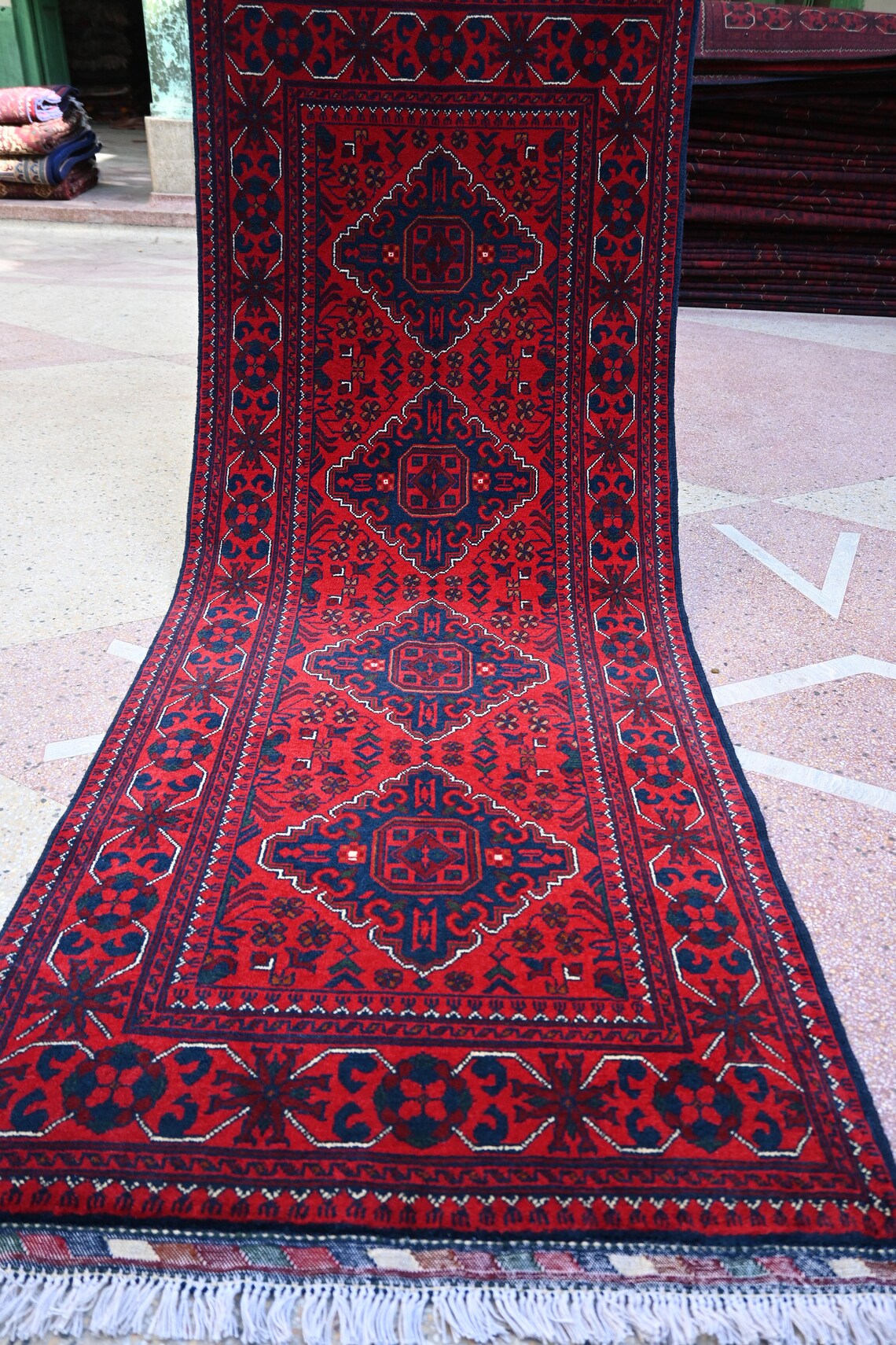 AFGHAN KHAL HANDKNOTTED KUNDUZI RUNNER (85 x 200 cm)