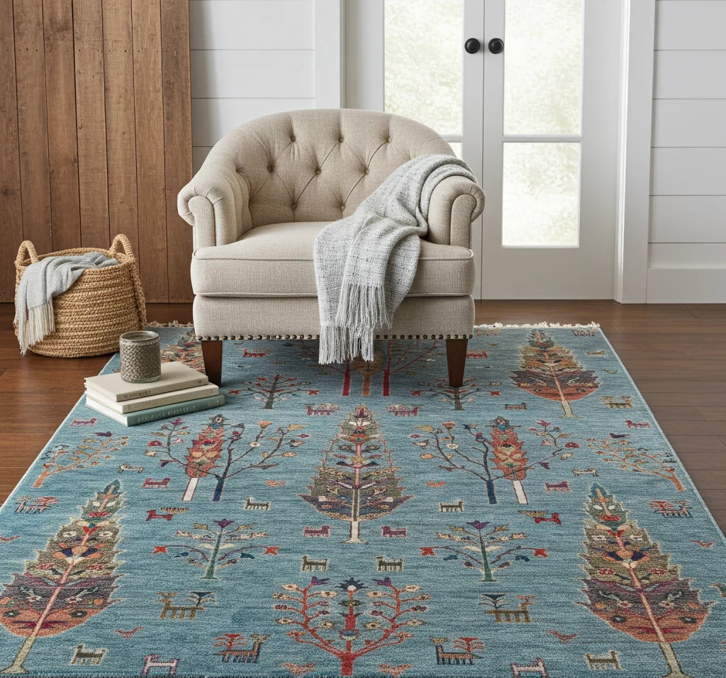 AFGHAN CHOBI Blue Rug (160 x 230)