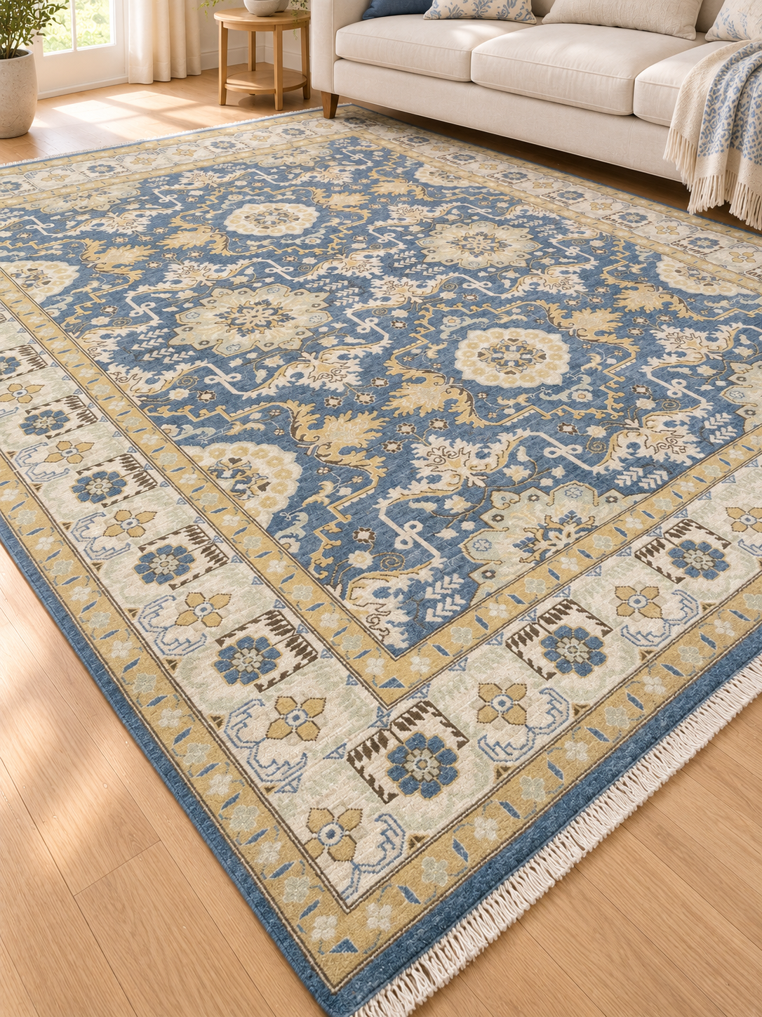 AFGHAN HANDKNOTTED BLUE CHOBI FINE WOOL (252 x 300 cm)