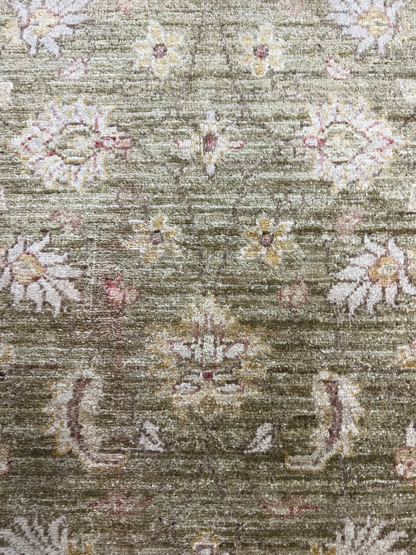 AFGHAN CHOBI WOOL HAND-KNOTTED GREEN OUSHAK PATTERN (83 x 121)