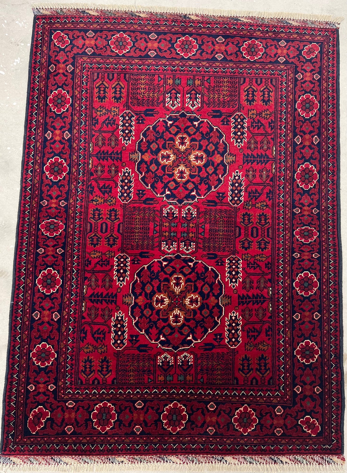 KHAL WOOL RED VINTAGE AFGHAN RUG (98cm x 158 cm)