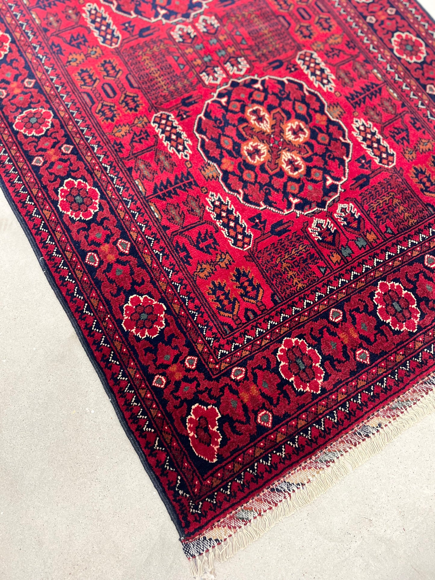 KHAL WOOL RED VINTAGE AFGHAN RUG (98cm x 158 cm)