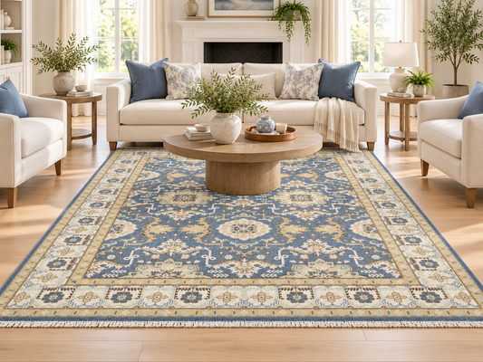 AFGHAN HANDKNOTTED BLUE CHOBI FINE WOOL (252 x 300 cm)