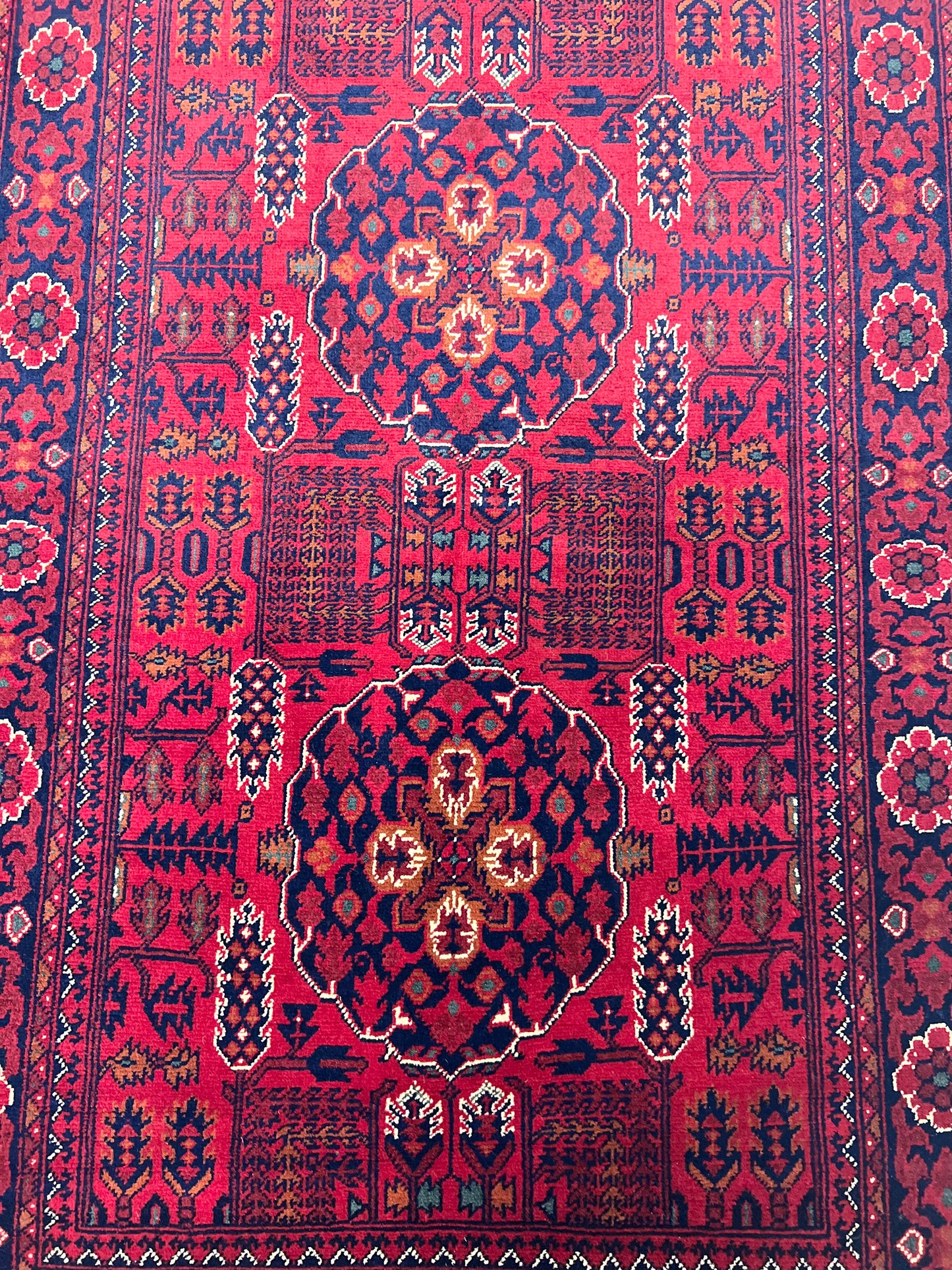 KHAL WOOL RED VINTAGE AFGHAN RUG (98cm x 158 cm)