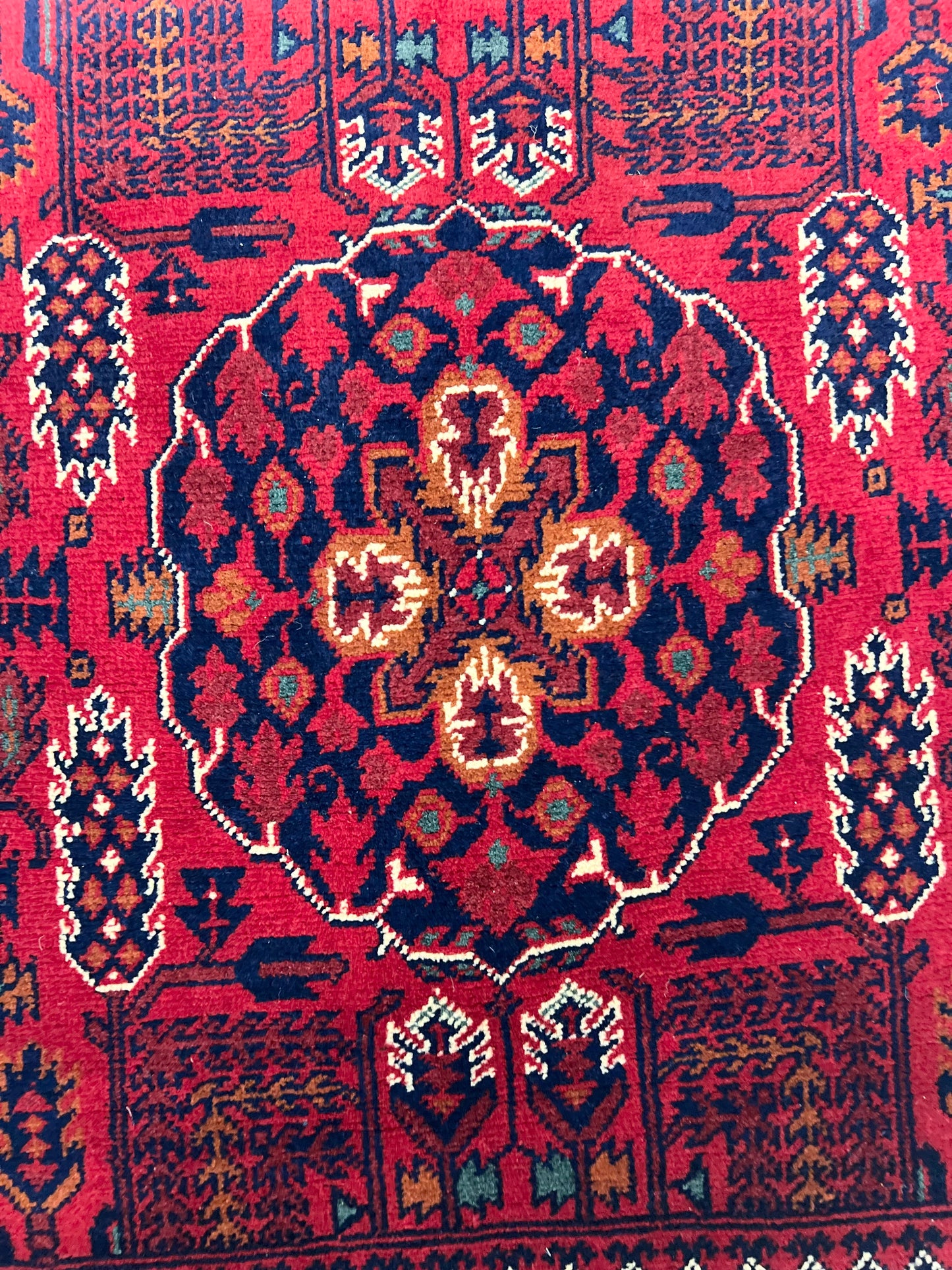 KHAL WOOL RED VINTAGE AFGHAN RUG (98cm x 158 cm)