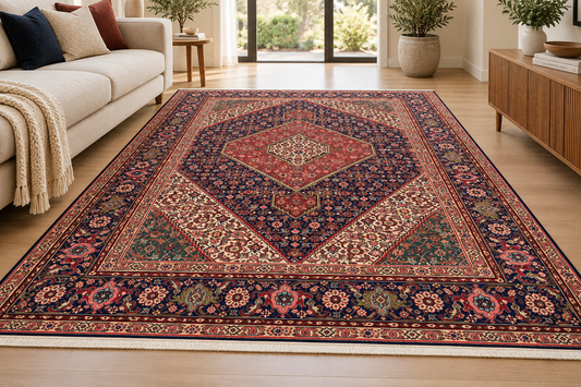 Navy Persian Kashan Wool Rug 200cm x 295cm