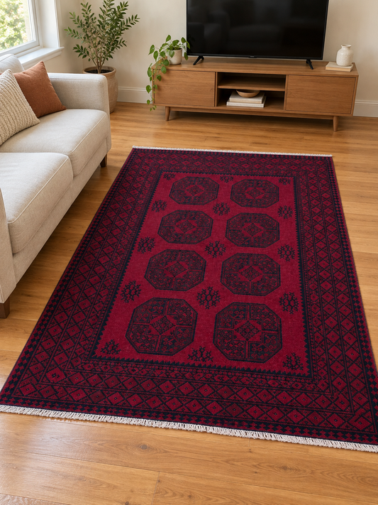 AFGHAN HAND-KNOTTED WOOL FIPA RUG (150 X 200 cm)
