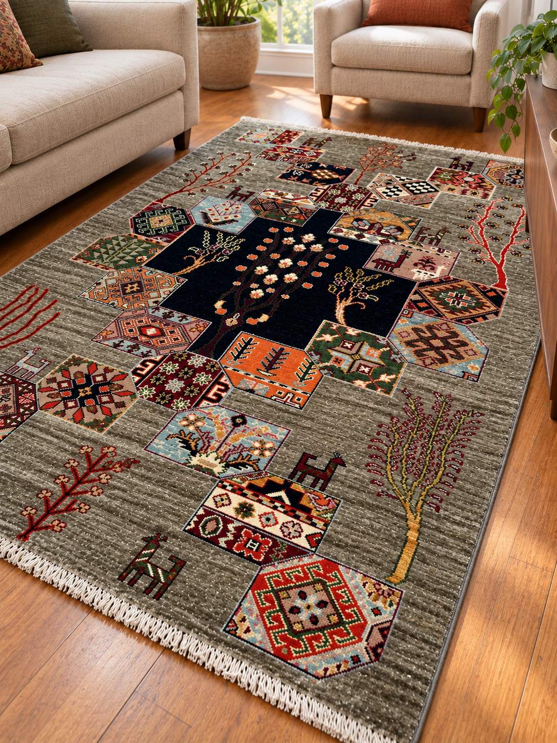 AFGHAN CHOBI WOOL TREE OF LIFE (120 x 180)